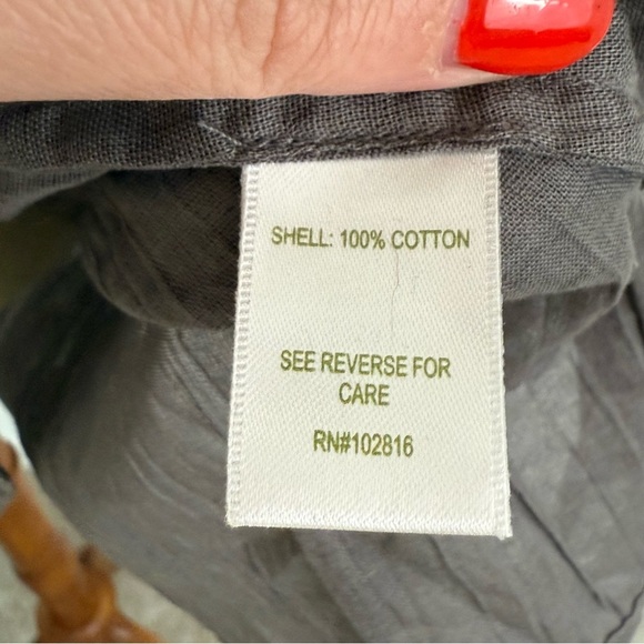 Garnet Hill XL Gauzy Swim Coverup Eyelet Taupe 3/4 Sleeve Boat Summer Resortwear - Picture 6 of 10